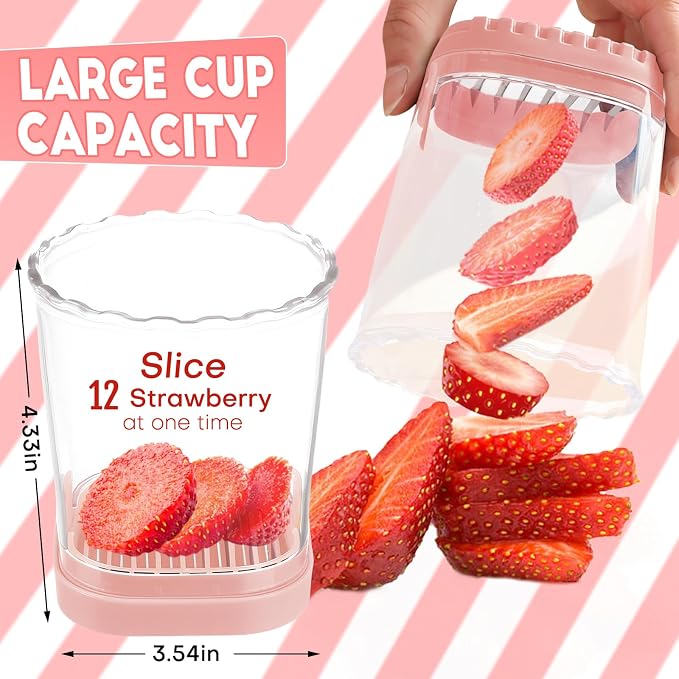 Creative Strawberry & Fruit Slicer - Detachable Cutter with Push Plate (Black + Pink)
