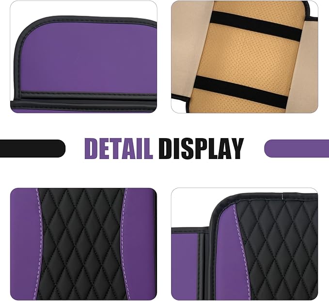 Car Center Console Cover, Upgraded Patchwork Leather Arm Rest Cover with Side Storage Pockets, Comfortable Auto Armrest Protector Cushion, Universal Middle Console Pad for SUV, Sedan (Purple)