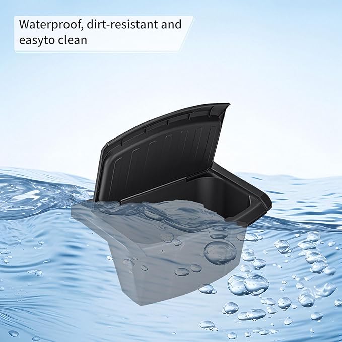 Rear Center Console Floor Storage Organizer Box for Tesla Model Y Juniper 2025 2026,Black TPE Car Accessory with Anti-Slip Lid,Backseat 2nd Row Seat Organizer Bin