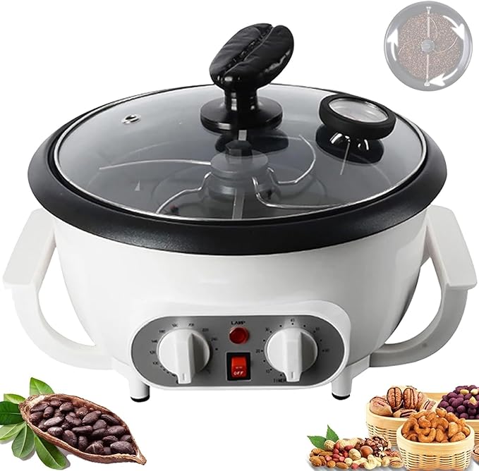 750g Coffee Roaster Machine for Home Use,1200W Non-stick Pan Multifunctional Electric Coffee Bean Roaster,Thermometer+Timer+Temperature Adjustment,Upgraded Cross Stirring Rod,for Peanut Nuts(220V)