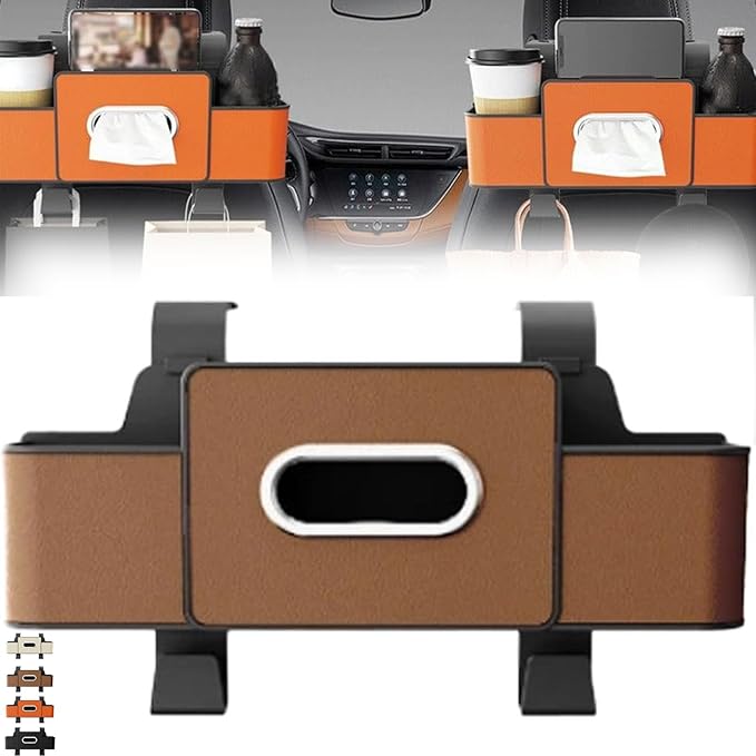 Car Organizers and Storage Box, Car Organizers and Storage Box Behind Seat, Car Multifunctional Seat Back Waterproof Storage Bag, Universal Headrest Hanging Seat Back Bag (Brown)