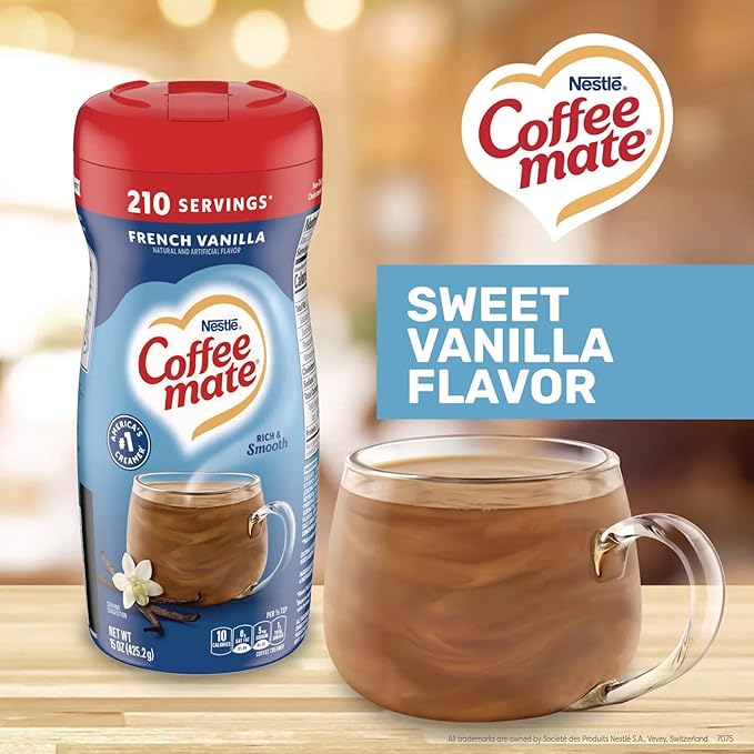 Coffee mate French Vanilla, Hazelnut Powdered Creamer Variety, 15 oz (Pack of 2)