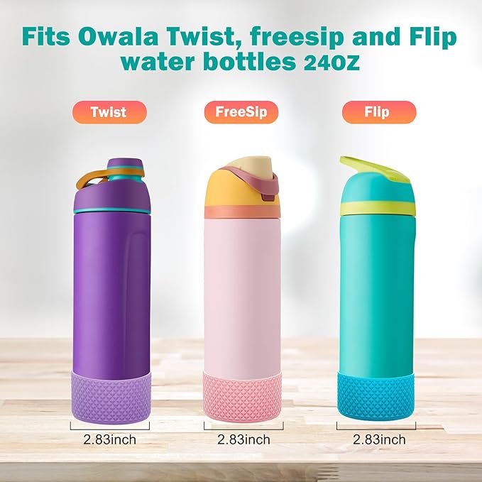 WK IEASON 2Pcs Silicone Boot for Owala Water Bottle, Protective Flask Bottom Cover Base for Owala FreeSip Twist and Flip Flask Water Bottle Accessories-2.83inch Bottom Diameter