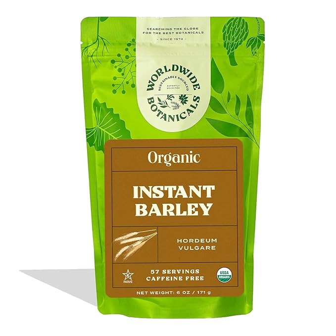 Worldwide Botanicals Organic Barley, Instant – 57 Servings – Italy’s Orzo, their Favorite Coffee Alternative – Caffeine Free, Acid Free, Kosher, 6 Ounces