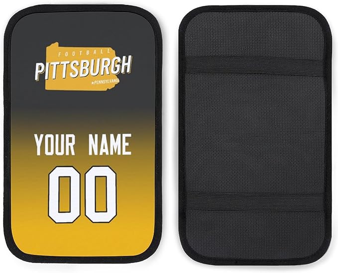 Custom Football Car Armrest Covers Universal Auto Center Console Pad Car handrail Box Cushion Personalized Add Name & Number Fans Gift Fit Suit for SUV Truck Sedan Van