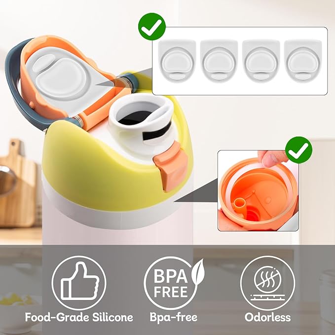 4 Sets Replacement Rubber Stopper and O Ring Gasket Compatible with Owala FreeSip 24oz 32oz,Water Bottle Lid Insert Cap Seal Parts for Owala 16/19/24/32/40oz Mouthpiece Accessories Z4K2