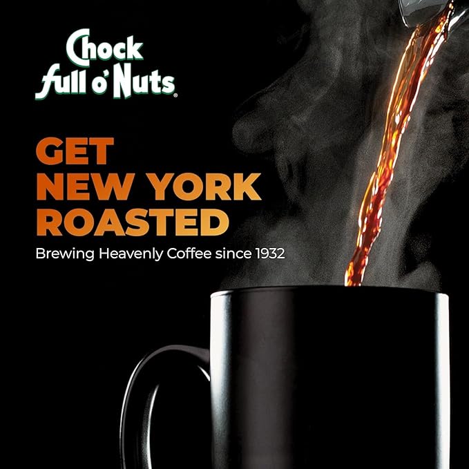 Chock Full o' Nuts Heavenly Original Ground Coffee – Premium Beans in Recyclable Steel Can – Rich Flavor & Aroma, Medium Roast – Perfect for Drip, Pour-Over, Percolator – 42.5 Oz Can