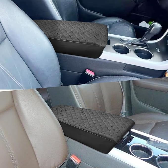 Center Console Cover Compatible with Ford Edge 2011-2014 Leather Armrest Box Cushion Cover Middle Console Pad