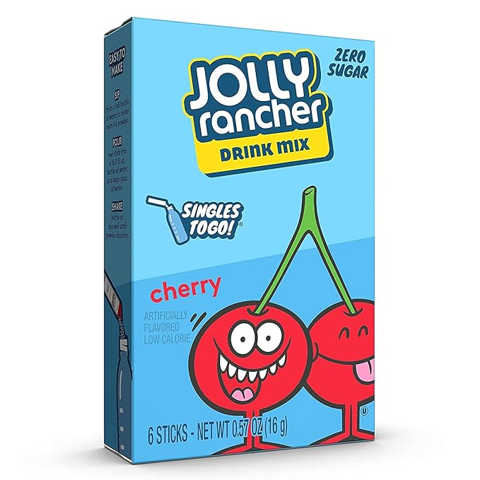 Jolly Rancher CHERRY Singles to Go 3 Boxes of 6 Packets Each
