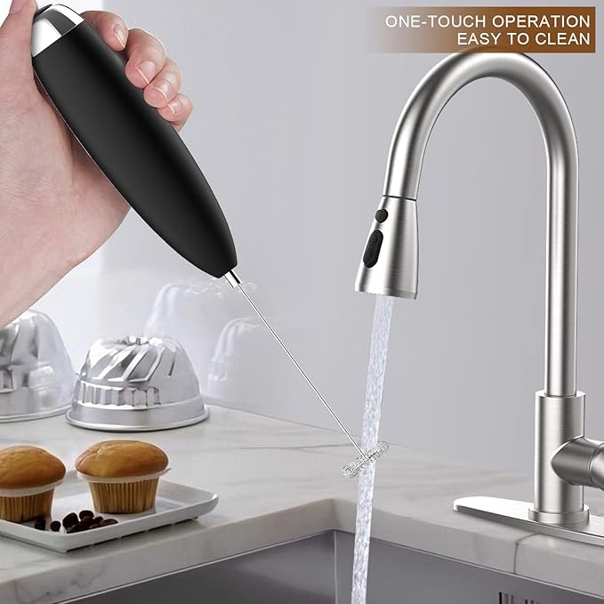 Electric Milk Frother Handheld, Quality Frother Wand for Coffee, Battery Operated (Not included) Drink Mixer Matcha Whisk, Functionality Foam Maker for Frappe Hot Chocolate, Cappuccino, Lattes
