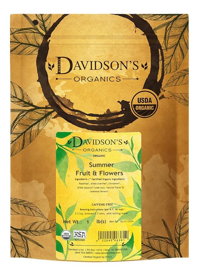 Davidson's Organics, Summer Fruit & Flowers, Loose Leaf Tea, 16-Ounce Bag