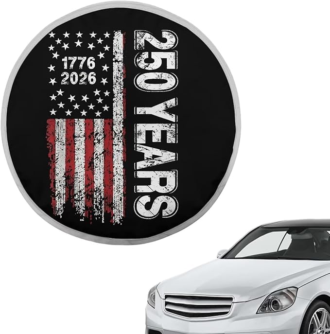 250 Years of America Reflective Steering Wheel Shield Sunshade Retro Car Rudder Sun Shade Cover 17 Inch Universal Steering Wheel Sun Block for Most Vehicle Gift for Holiday