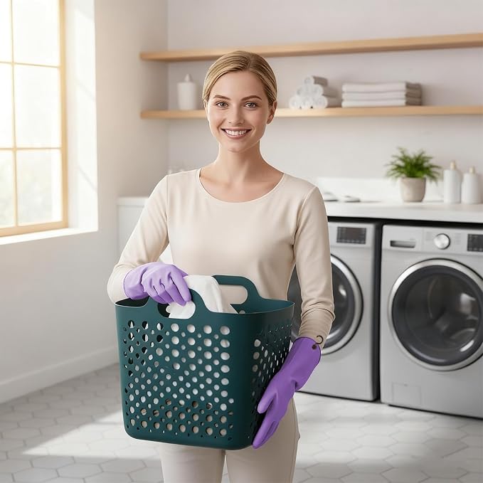 Dishwashing Rubber Gloves for Cleaning – 4 Pairs Kitchen Gloves with Handing Hooks Washing Dishes Household Glove - Large