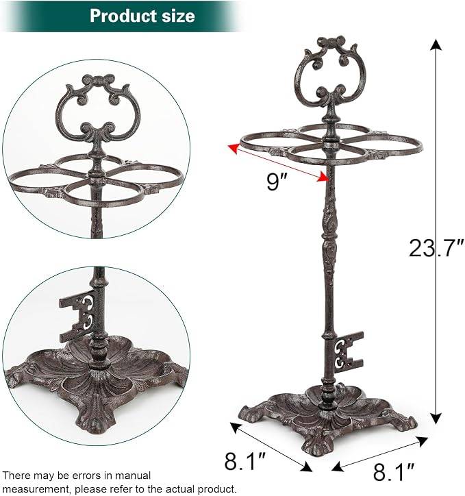 Sungmor Vintage Cast Iron Umbrella Stand, Heavy Duty Decorative Umbrella Holder for Entryway, Hallway & Office, Rustic Farmhouse Freestanding Metal Stand