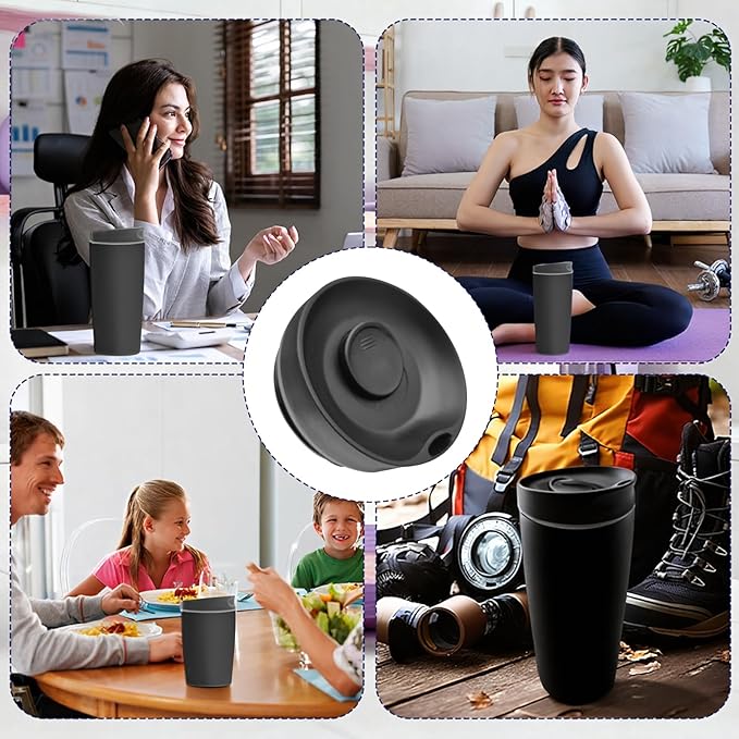 Replacement Slider Lid for Owala SmoothSip 20oz & 12oz, Top Cover Compatible with Owala 24oz Coffee Tumbler, Coffee Travel Mugs Leakproof Accessories, BPA-Free (Black)