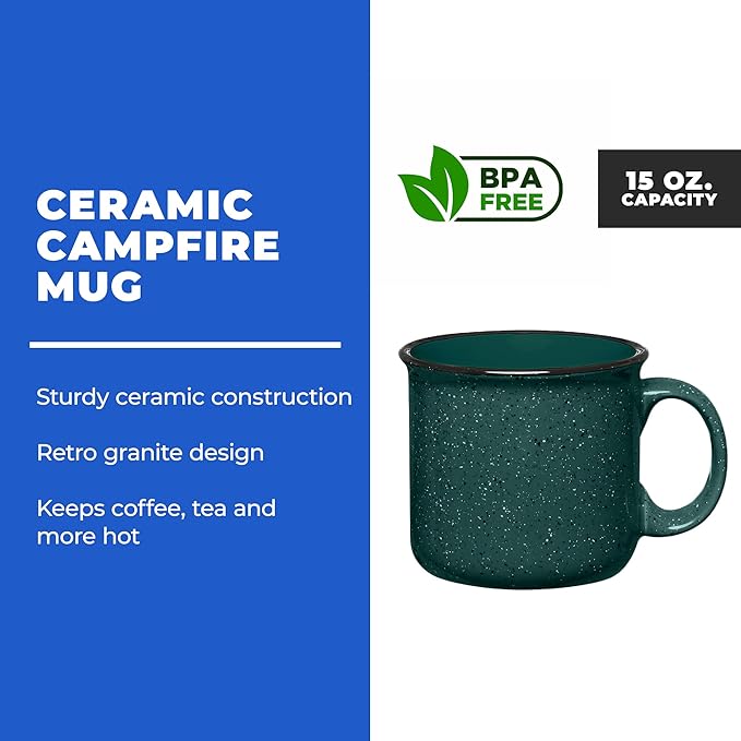 Set of 16 Ceramic Campfire Mugs – 15 Oz, Purple – Coffee & Tea Cups for Home, Work, Travel, Camping – Customizable, Great for DIY, Events, Companies