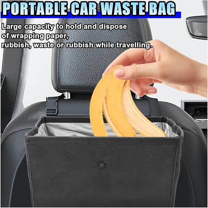 Open-Top Car Trash Can- Waterproof Leakproof Hanging Car Trash Bag Auto Garbage Can for Back Seat Organizer- Large Capacity Storage Bag Auto Garbage Bin Multipurpose for Cars SUV Truck (2PCS)
