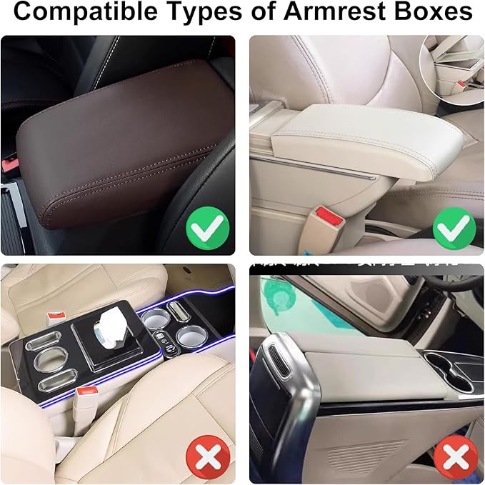 NBTEPEM Bling Blue Car Center Console Cover, Leather Car Arm Rest Cover with 2 Storage Bags, Universal Auto Armrest Protector Storage Box, Bling Accessories Interior for Most Vehicles