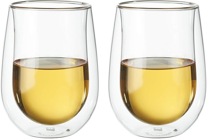 ZWILLING Sorrento 2-pc Double-Wall Stemless White Wine Glass Set, 10-oz, 296ml