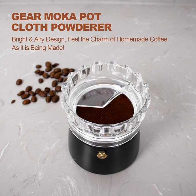 Moka Pot Dosing Funnel Transparent Mocha Dispenser Precise Volume Control Perfect Extraction Ratio for 6 Cup Aluminum Espresso Stovetop Coffeemaker-L72mm