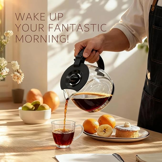 5 Cup Replacement Coffee Carafe, Fits Mr Coffee 5-cups Coffee Machines Model BVMC-PC05BL2, BVMC-SC05BL, Compatible with Gourmia GCM3510 5cups Coffee Maker, Black handle
