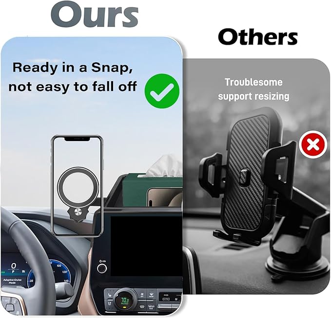 Car Phone Holder for 2024 2025 2026 Toyota Grand Highlander/Grand Highlander Hybrid Accessories Apply to 12.3 in Screen Fixed Clip Magnetic Cell Phone Mount with Dashboard Storage Tray
