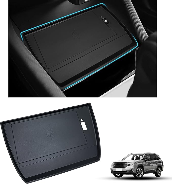 Center Console Wireless Charging Mat for 2025 Subaru Forester Accessories Non-Slip Console Inserts Charging Mats Protective Pad for Forester Waterproof Silicone Liner Black