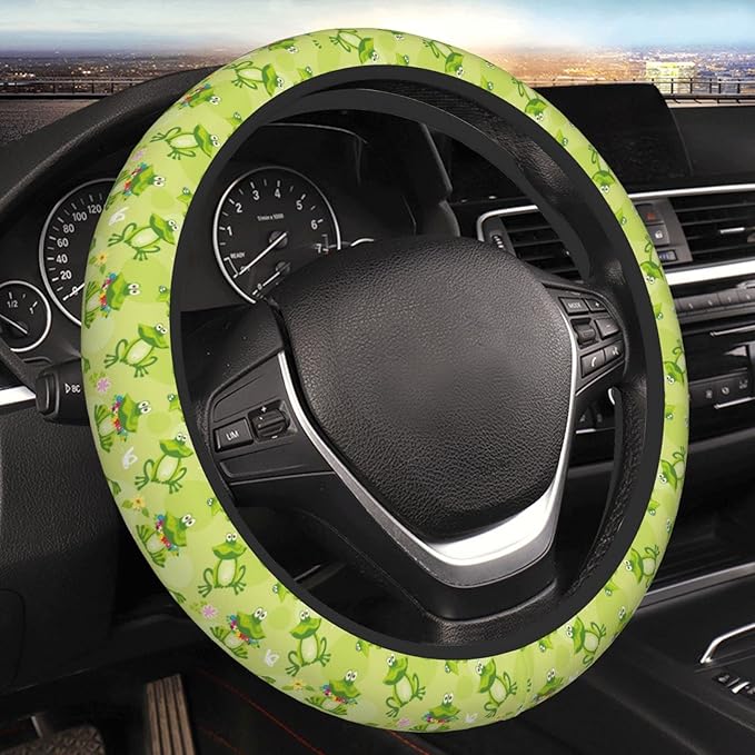 Green Frog Steering Wheel Cover Neoprene Universal 15 Inches Car Steering Wheel Protector for Women Men