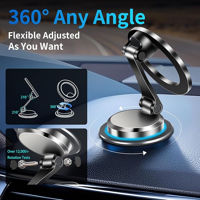 Magnetic Car Phone Holder for Magsafe [2800gf Strong Magnetic], 360° Adjustable Magnetic Phone Holder for Car Dashboard, Phone Car Mount for iPhone17 Pro/Air/Max 16 15 14 13 12 (Black)