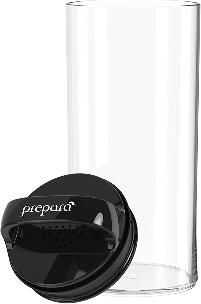 Prepara Evak Fresh Saver, Small-Tall Airless Canister with Black handle, 1.05 Quart, Clear (Pack of 12)
