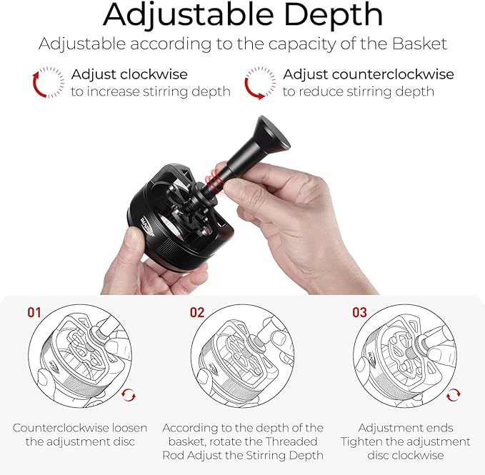 IKAPE 54MM WDT Tool for Espresso, 0.25mm 14 Needles Distribution Tool with One-Press Auto Rotation & Adjustable Depth, 10 Magnetic Base, Espresso Stirrer