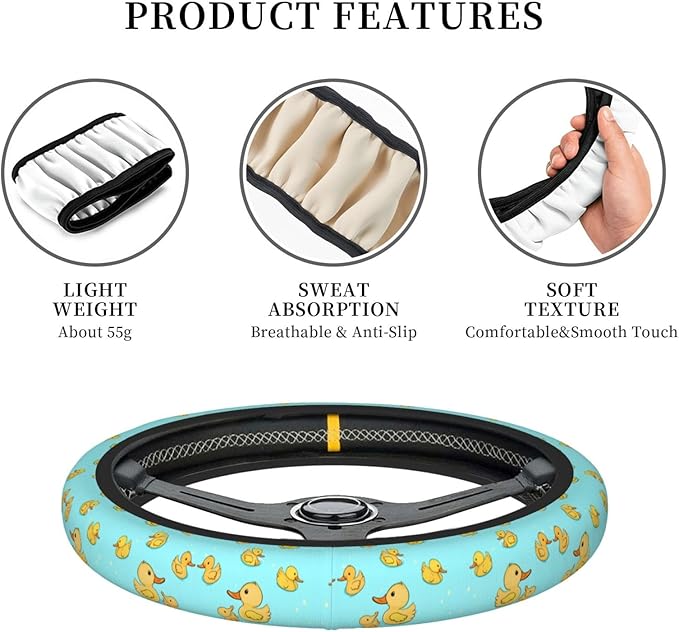 Duck Pattern Car Steering Wheel Cover, 15 Inch Steering Wheel Cover Stylish Decor for Most Cars