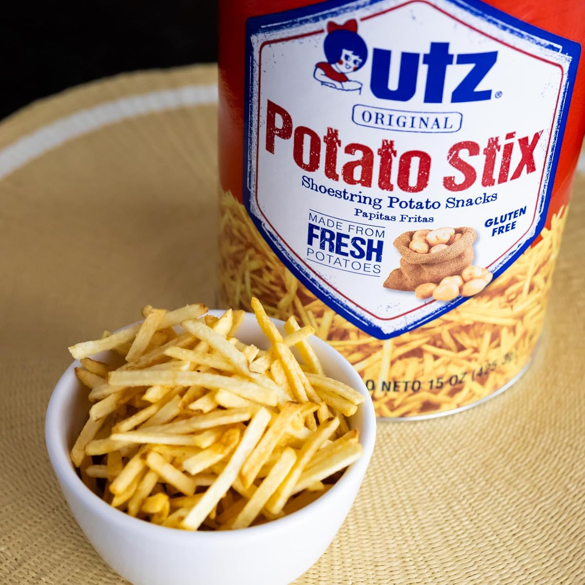 Utz Potato Stix, Original, Shoestring Potato Sticks Made from Fresh Potatoes, Regular, 15 Oz