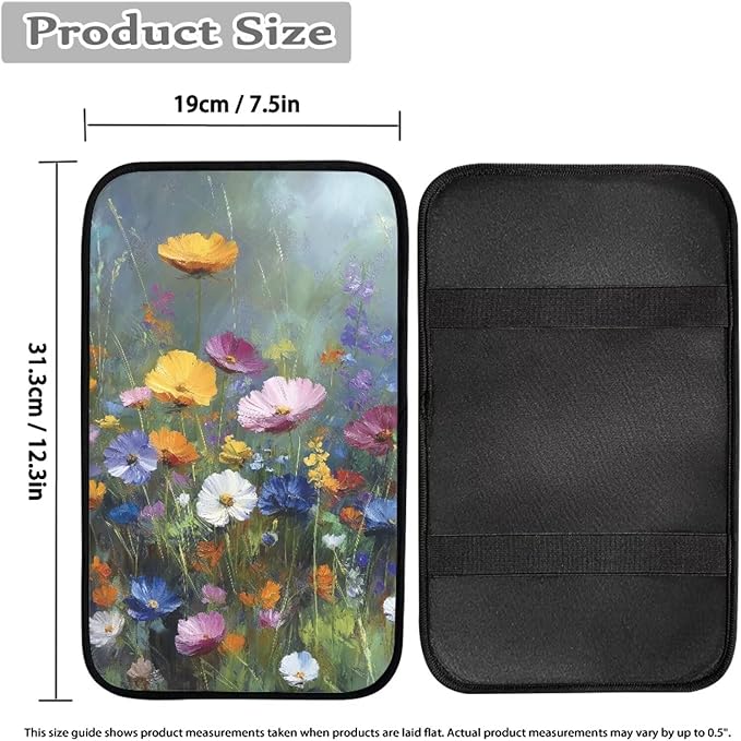 Cute Flowers Car Center Console Cushion Pad Armrest Cover Protec Arm Rest Cover Car Protect from Pet Claws 12.3 x 7.5 Inch Universal Fit for Vehicles,Cars,Suvs,Vans,Sedans