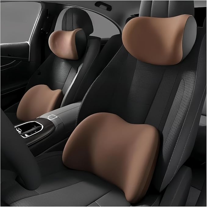 Car Neck Pillow and Lumbar Support Cushion - Memory Foam Backrest for Driver Seat Comfort(Sky Blue)