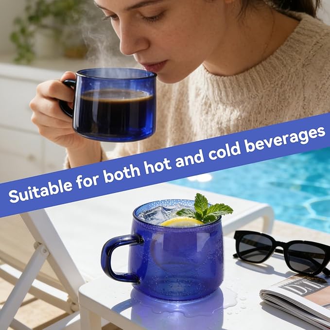 Clear Coffee Mug, Clear Double Wall Glass Coffee Mugs with Handles, Insulated Clear Coffee Cup for Hot Cold Drink, Latte, Tea, Cappuccino, Hot Chocolate, 3 X 2.6 Inches