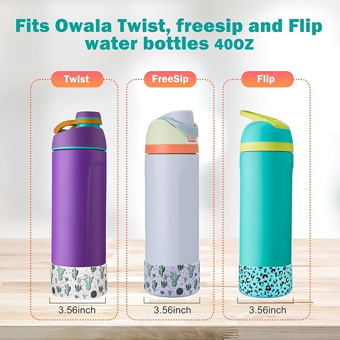 WK IEASON 2Pcs Silicone Boot for Owala Water Bottle, Protective Flask Bottom Cover Base for Owala FreeSip Twist and Flip Flask Water Bottle Accessories-3.56inch Bottom Diameter