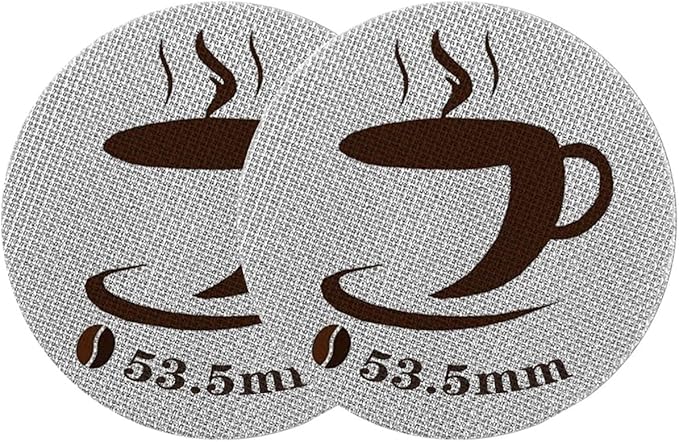 2PCS 53.5MM Espresso Puck Screen, Reusable Puck Screen Replacement, Perfect Espresso Distribution Tool Compatible with Espresso Machine Portafilter Basket