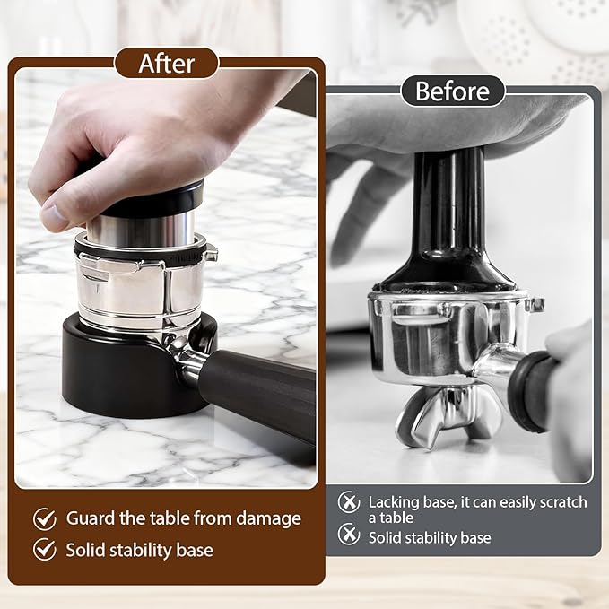 2-Pack Silicone Upgraded Portafilter Holder, Black & Gray Espresso Tamping Station Compatible with Ninja Luxe Cafe ES601 ES701, Essential Ninja Espresso Machine Accessories