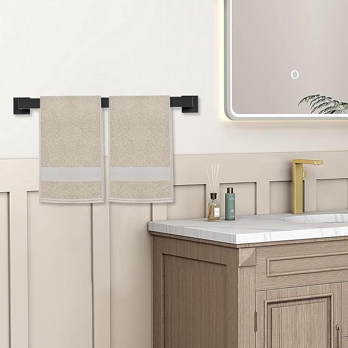 JOPOFI 10 Piece Bathroom Towel Bar Set - 23.6 Inch Bathroom Towel Holder, Thicken Stainless Steel Towel Racks for Bathroom Wall Mounted, Bathroom Hardware Accessories Set - Matte Black