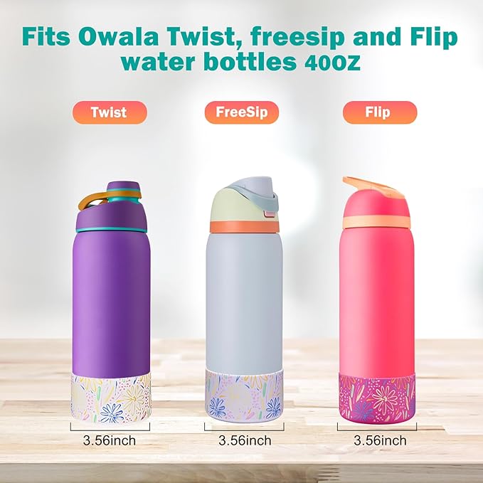WK IEASON 2Pcs Silicone Boot for Owala Water Bottle, Protective Flask Bottom Cover Base for Owala FreeSip Twist and Flip Flask Water Bottle Accessories-3.56inch Bottom Diameter