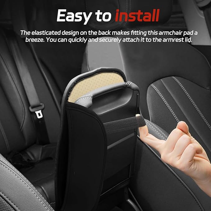 Car Center Console Cover for Acura MDX 2022 2023 2024, Memory Foam Arm Rest Cover Pad Comfortable Waterproof Armrest Cushion with 2 Storage Bags Universal Accessories,A/Black
