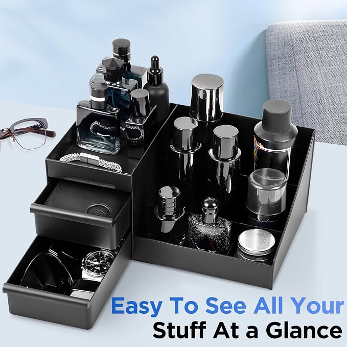 EXIN DECHEN Cologne Organizer for Men,Cologne Stand,Bathroom Organizer,Organizador de Perfumes,Dresser Organizer Countertop,Mens Bedroom Essentials,Room Decor for Men,Gifts for Mens