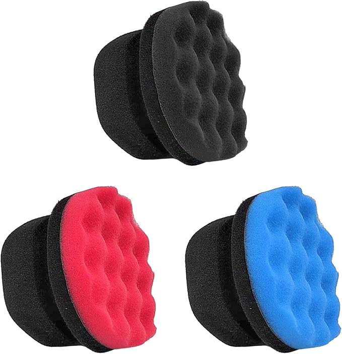 3 PCS Tire Dressing Applicator Pads, Reusable Hex Grip Tire Shine Applicator Polishing Sponge Pads, Wheel Tire Shine Detailing Foam for Most Vehicles, Car Accessories (Black+Blue+Red, 4.33")