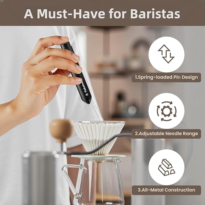 WDT Espresso Tool – Retractable Needle Coffee Stirrer with Aerospace Aluminum Body – Espresso Distribution Tool for Baristas and Home Brewers