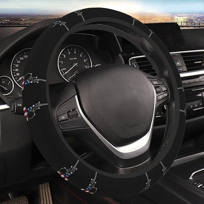 America Guns Car Steering Wheel Cover, 15 Inch Steering Wheel Cover Stylish Decor for Most Cars