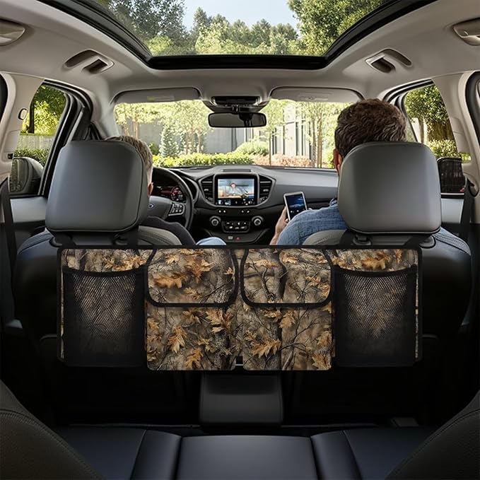 Dead Branch Trunk Hanging Organizer, Backseat Bag, Car Interior Accessories with 2 Pockets & 2 Mesh Pouches for Groceries, Will Provide More Storage Trunk Space for SUV, Jeep, MPVs