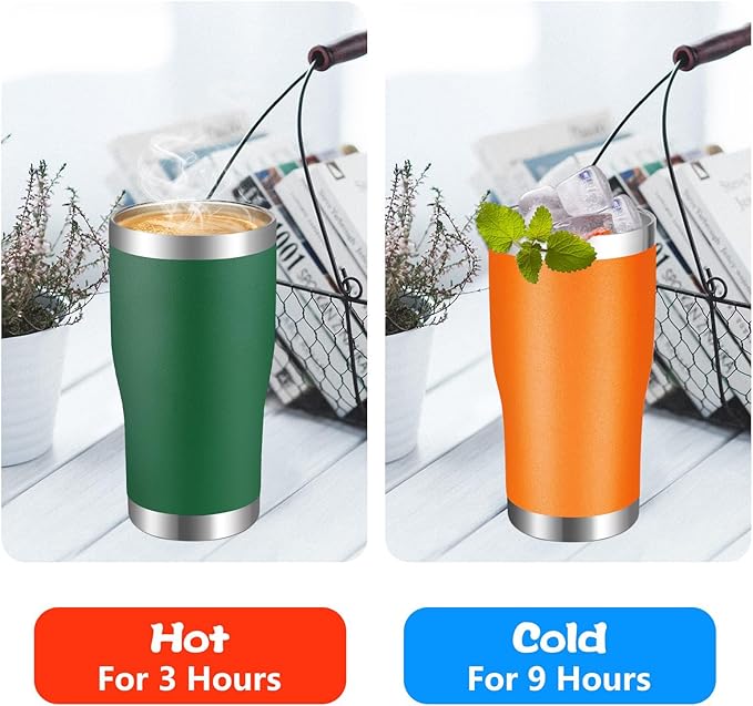 VEGOND 20oz Tumbler Stainless Steel Tumbler Cup with Lid And Straw Vacuum Insulated Double Wall Travel Coffee Mug(dark green package 12)