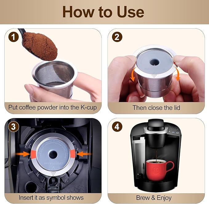 RETHONE Reusable K Cups for Keurig 1.0 & 2.0 - Stainless Steel Coffee Pods, Refillable Ground Coffee Pods(2 pack)