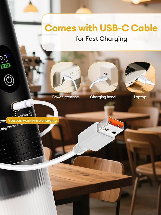3 in1 Portable Espresso Machine with LED Display,20 Bar Pressure,Real-Time Temp&Battery Indicator,Portable Coffee Maker Compatible with Ground Coffee & Capsules, for Travel,Home & Office